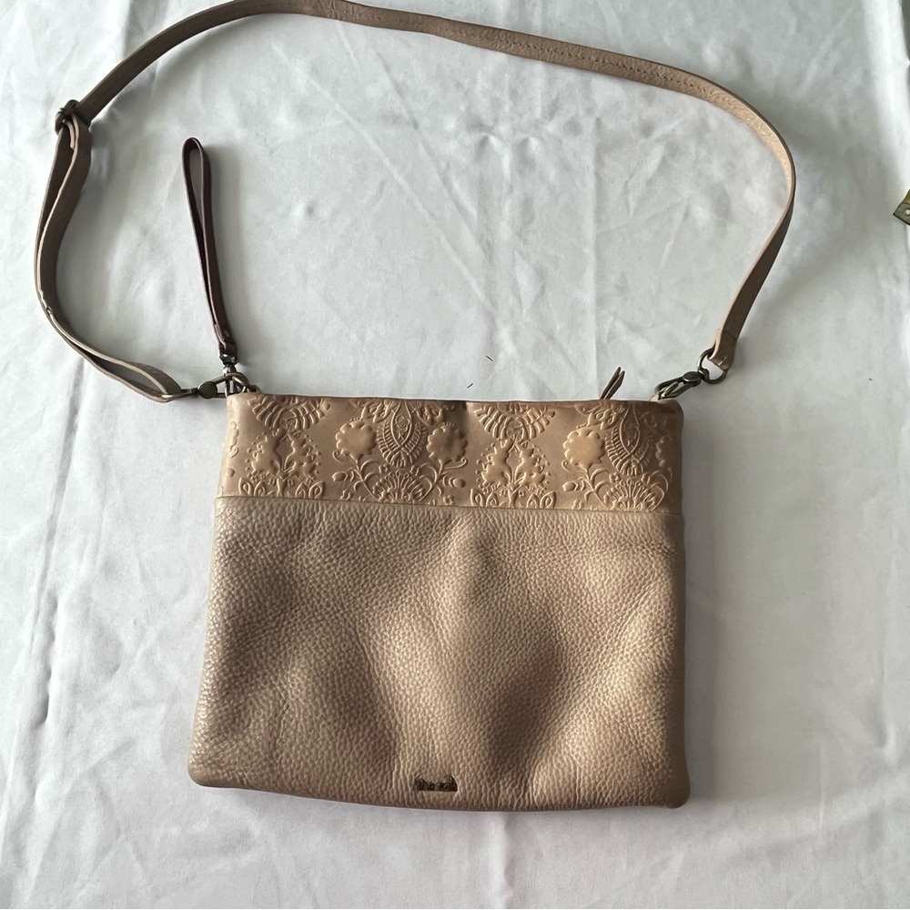 The Sal Tobacco Floral Embossed leather crossbody bag
